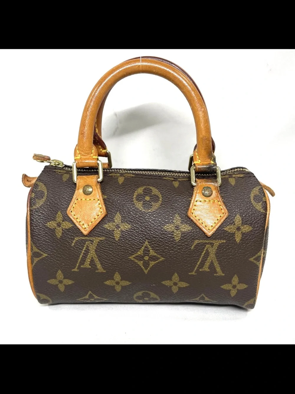 Louis Vuitton Brown Monogram Mini Speedy with Tan Trim